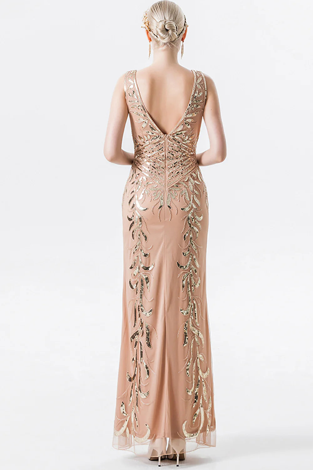 Sparkly Sequins Champagne Beaded Mother of the Bride Dress